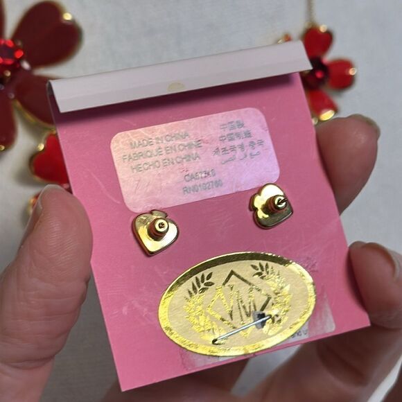 KATE SPADE NECKLACE & EARRINGS POINSETTIA FLOWERS DAISIES POPPIES REVERSIBLE NWT - Picture 10 of 16